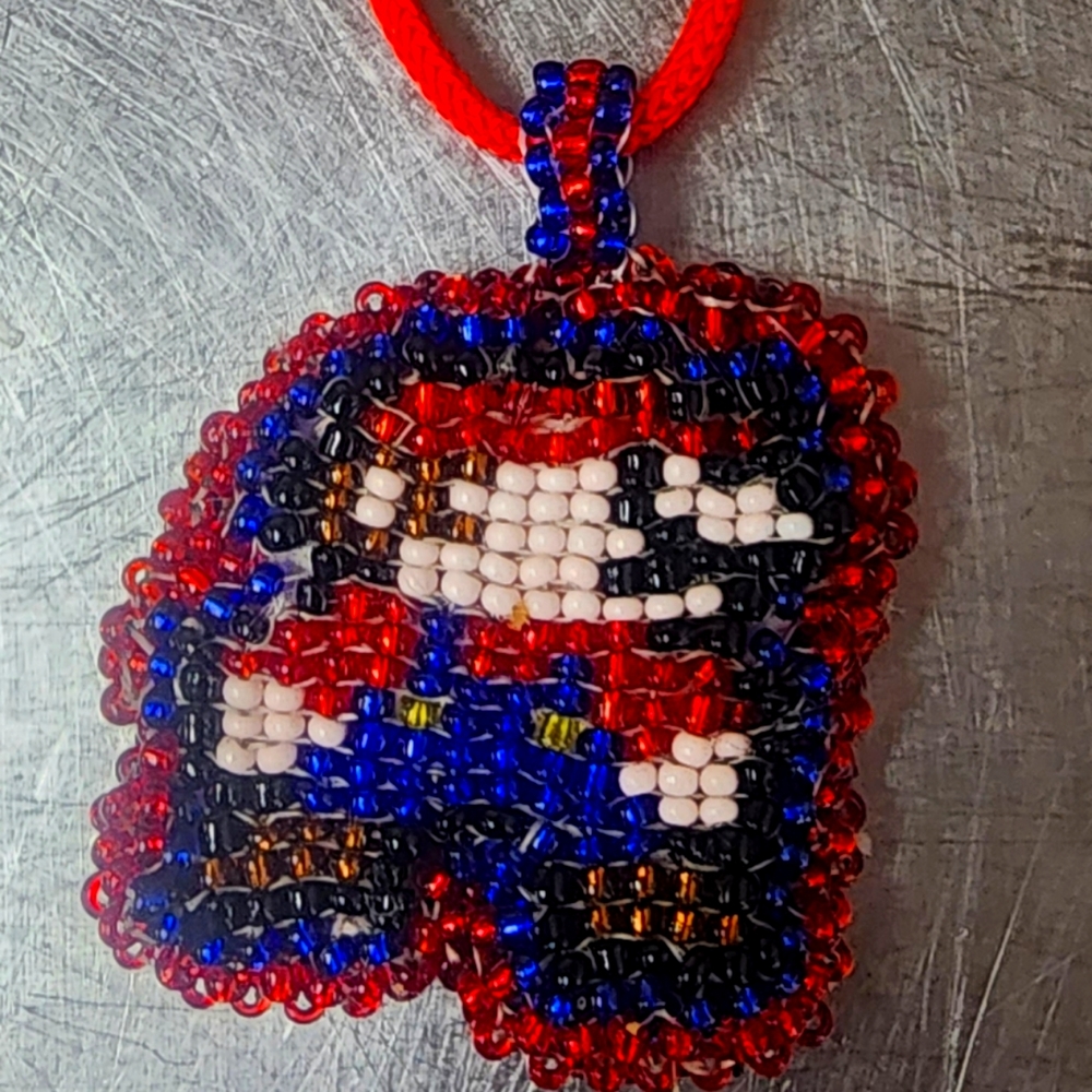 SUPER MARIO BROTHER 1 OF 1 HANDMADE BEADS ROPE NECKLACE LEATHER BACK